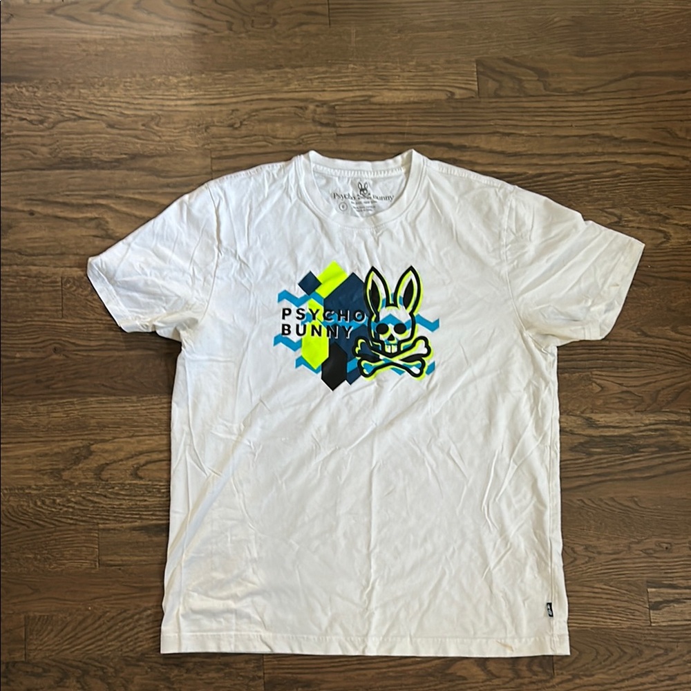 Psycho Bunny White Tee with Vibrant Graphic